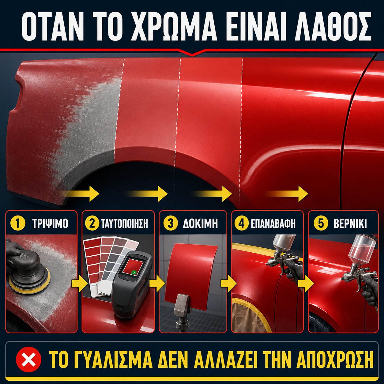 δεν πετυχε το χρωμα αυτοκινητου